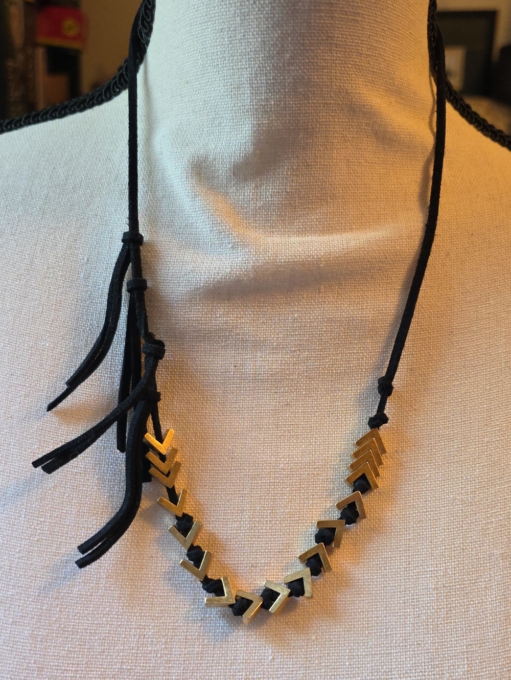 Madewell Black and Gold Chevron Pendant Necklace